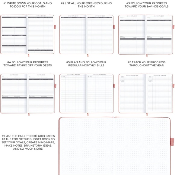 NWT/Clever Fox/Budget Book/ROSE GOLD/5.3" X 7.7"/12 months (8 pages per month) - Picture 8 of 8